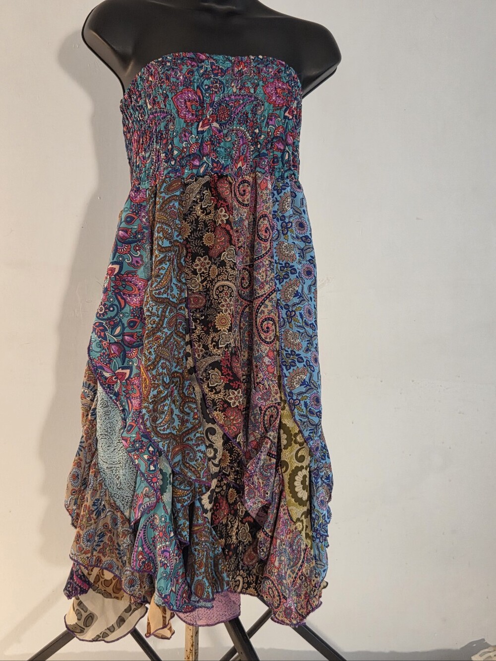 Bohemian Strapless Paisley Patchwork Maxi Dress/Skirt Multicolor